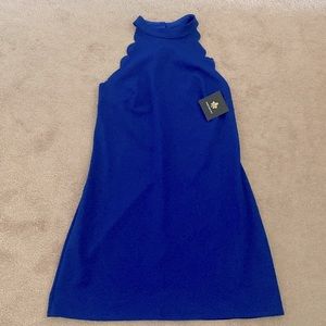Fortune and Ivy blue scalloped mini dress